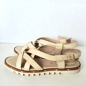 Sale 🔥Bussola Women's Cream Leather Sandals Size 41 NWOT